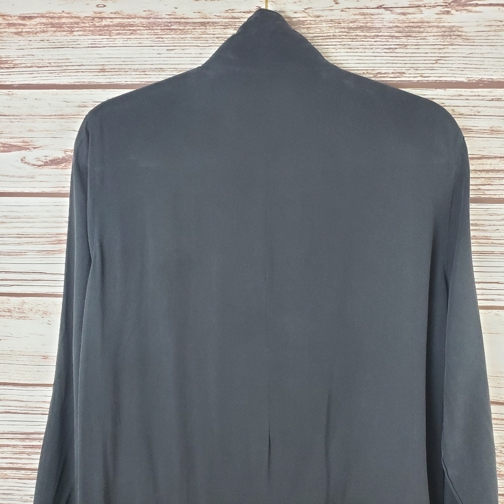 John Mark Womens Large 100% Black Silk Oversized Lightweight Zip Jacket - Picture 7 of 11